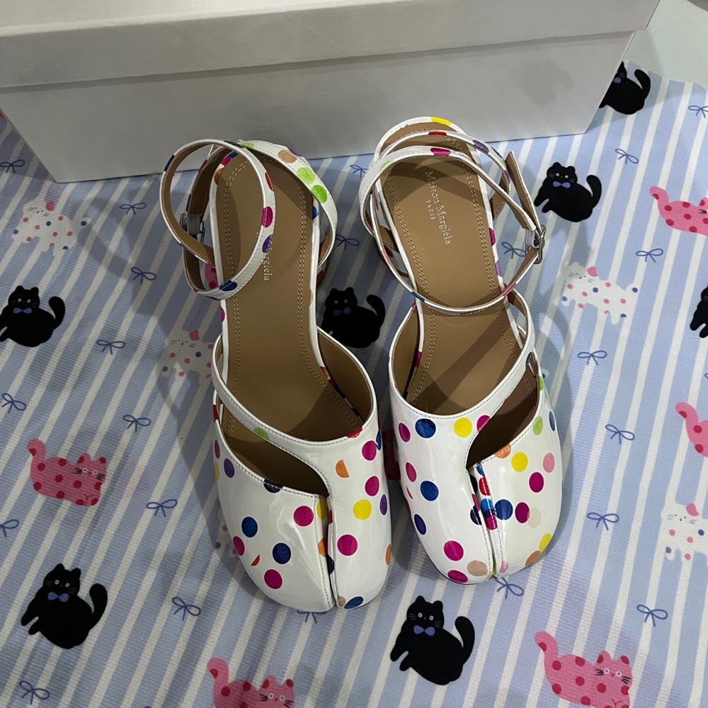 Maison Martin Margiela White Leather Polka-Dot Ankle-Strap Sandals
